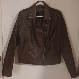 Faux brown leather jacket